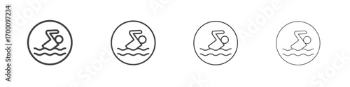 Swimming icons for graphic and web design.