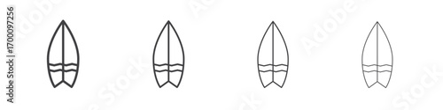 Surf board icons for graphic and web design.