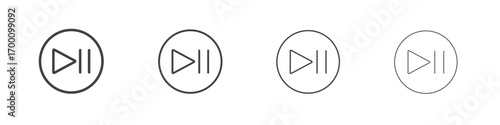 Play pause icons for graphic and web design.
