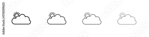 Partially cloudy icons for graphic and web design.