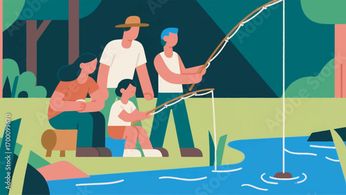 illustration of a family spending time together vector design template