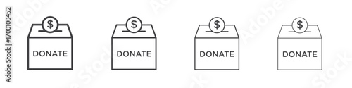 Money donation icons for graphic and web design.