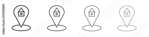 Home location icons for graphic and web design.