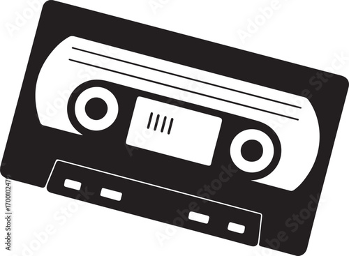 Cassette Tape Silhouette on Transparent Background Vector Graphic Illustration