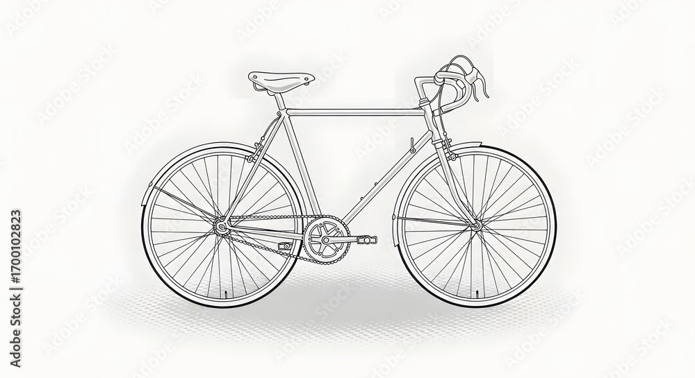 Fototapeta premium Illustration of a bicycle with curved handlebars and fenders.