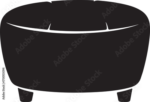 Black Ottoman Illustration Depicts Furniture for Seating and Interior Decor