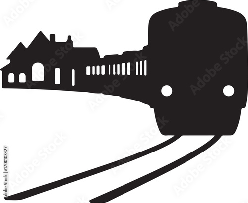 Train Silhouette Illustration Depicts Public Transportation and Rail Travel
