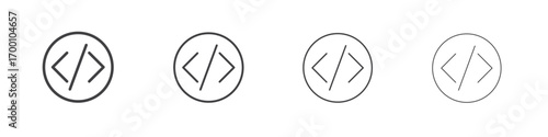 Code icons for graphic and web design.