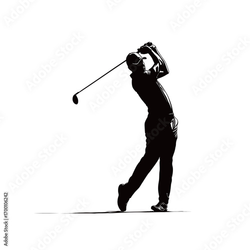 A golfer executes a powerful swing on the golf course, showcasing precise form and concentration against a bright backdrop. The action highlights the sports energy and skill.