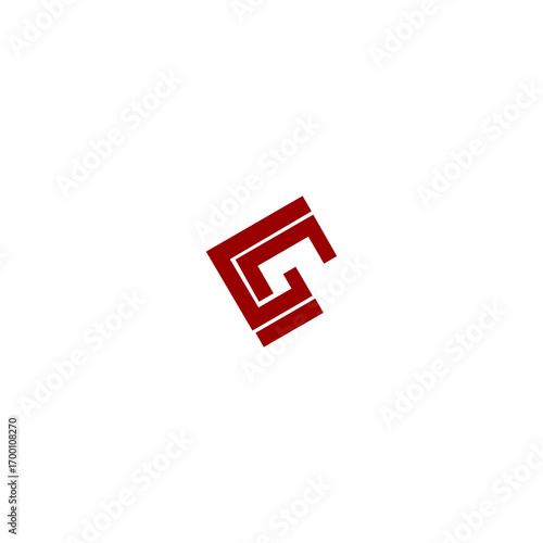 Minimalist geometric letter C or G logo design concept in red. Abstract and modern corporate identity symbol with interlocking lines for branding