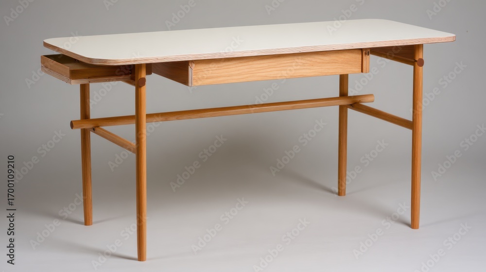 Fototapeta premium Modern Wooden Table with Clean Lines and Minimalist Design
