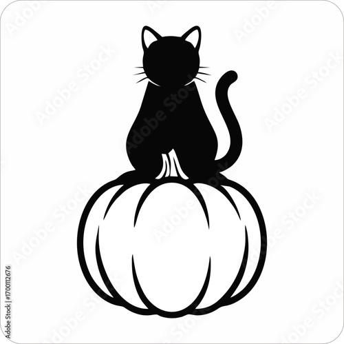 halloween cat with pumpkin