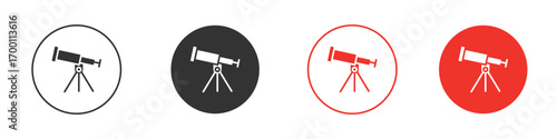Telescope icon symbol in black. icon design vector stock