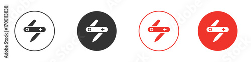 Swiss Knife icon symbol in black. icon design vector stock