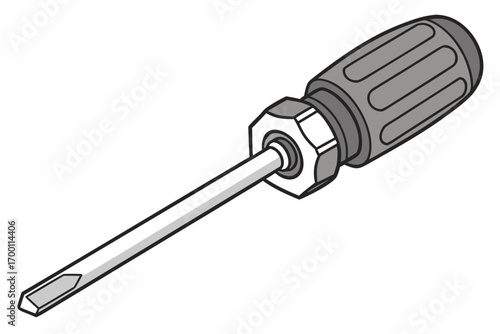 Illustration of a flathead screwdriver with a gray handle