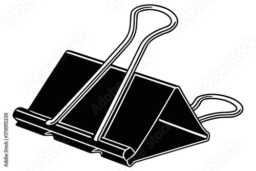 Black binder clip icon on white background