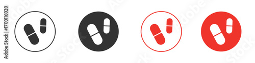 Pill icon symbol in black. icon design vector stock