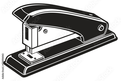 Black and white illustration of a desk stapler