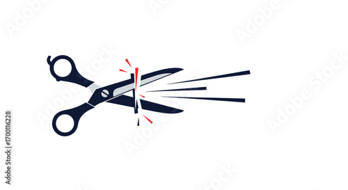 Sharp scissors cutting through thin air demonstrating precision and effectiveness in a clean white background