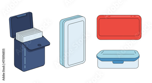 Collection of storage containers and organizers for various small items