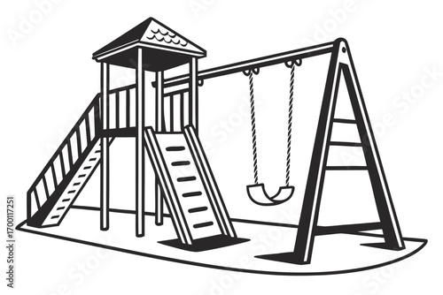 Children s playground with a slide and swings