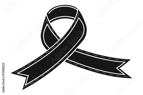 Black awareness ribbon symbol of mourning and support