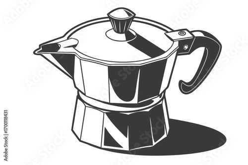 Classic italian moka pot coffee maker illustration