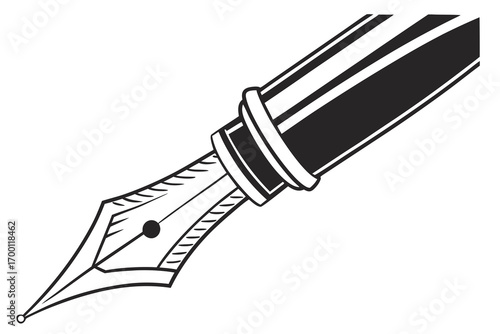 Classic fountain pen nib and barrel illustration