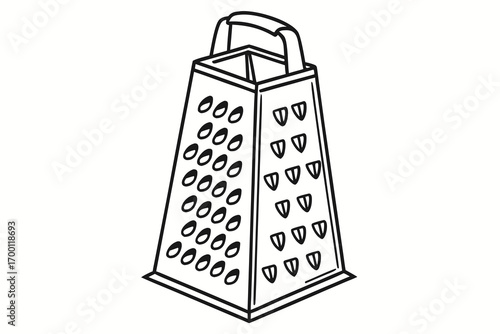 Black and white illustration of a four sided box grater