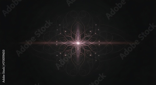 Elegant floral mandala design with soft pink glow ideal for backgrounds, spiritual themes, or artistic projects