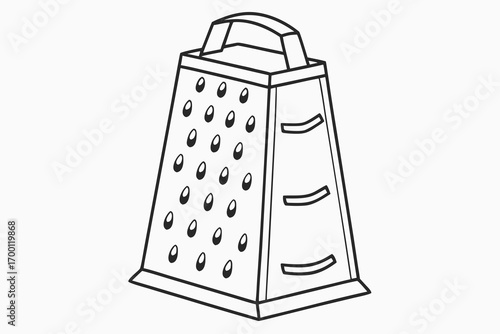 Black and white illustration of a box grater