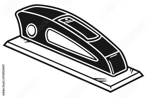 Black and white illustration of a handheld stapler