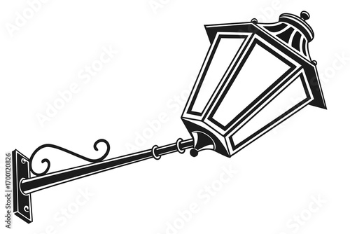Classic black and white wall mounted lantern illustration