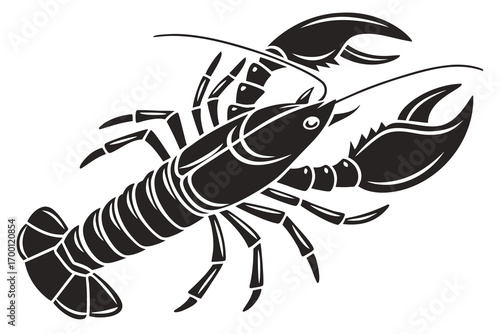 Stylized black silhouette of a lobster