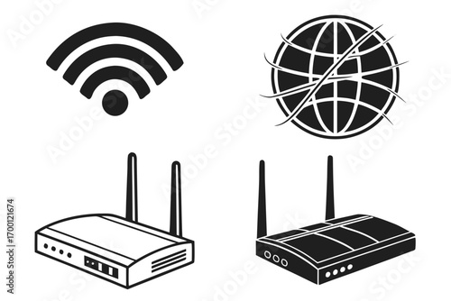 Internet and wireless network icons