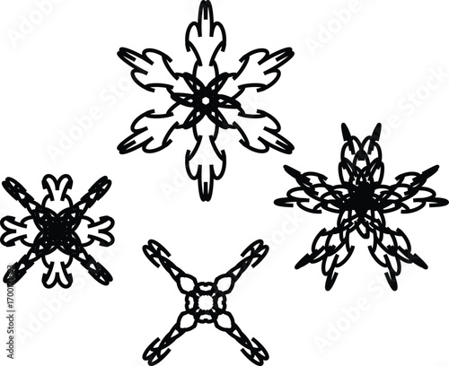 various snowflake-themed vector graphics or illustrations. 