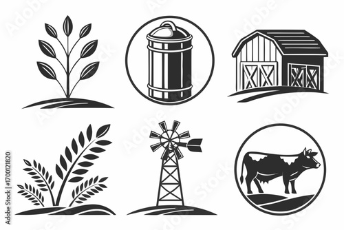 Farm and agriculture icons set