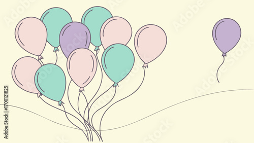 Pastel balloons party celebration illustration vector graphic design for birthday event