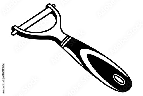 Black and white illustration of a swivel peeler kitchen tool