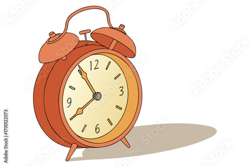 Retro orange alarm clock with bells