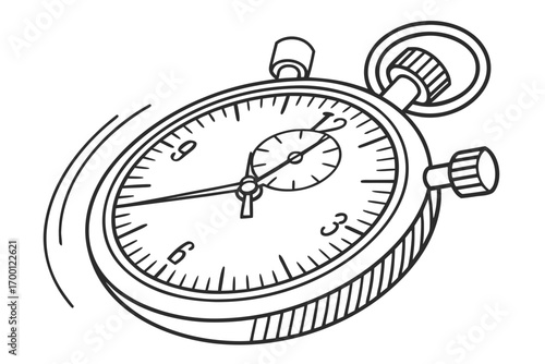 Hand drawn stopwatch illustration with motion lines