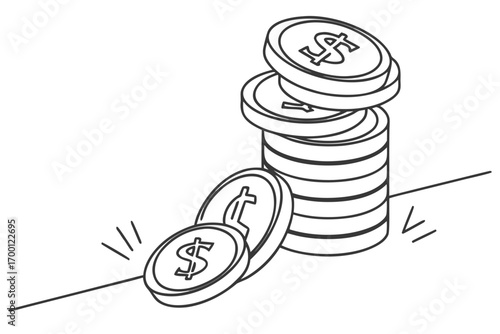 Stack of dollar coins illustration