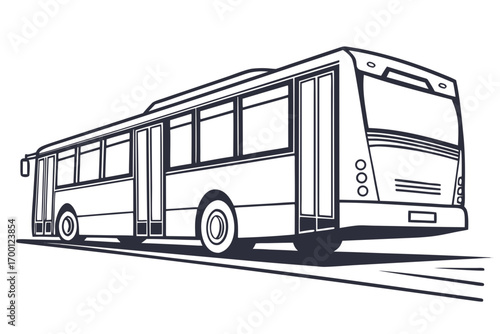 Stylized line art illustration of a modern city bus