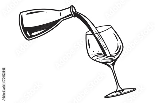 Wine being poured from a bottle into a glass