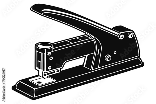 Black and white illustration of a standard office stapler