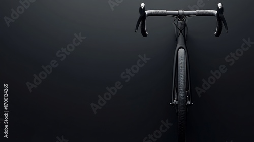 Sleek bicycle front view black background