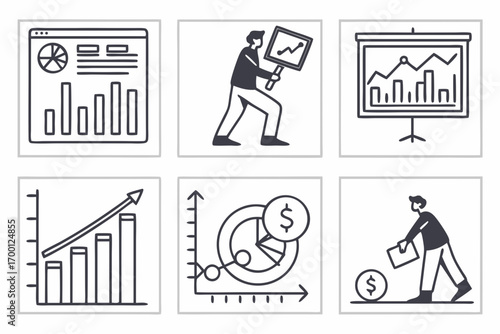 Business and financial data analysis icons