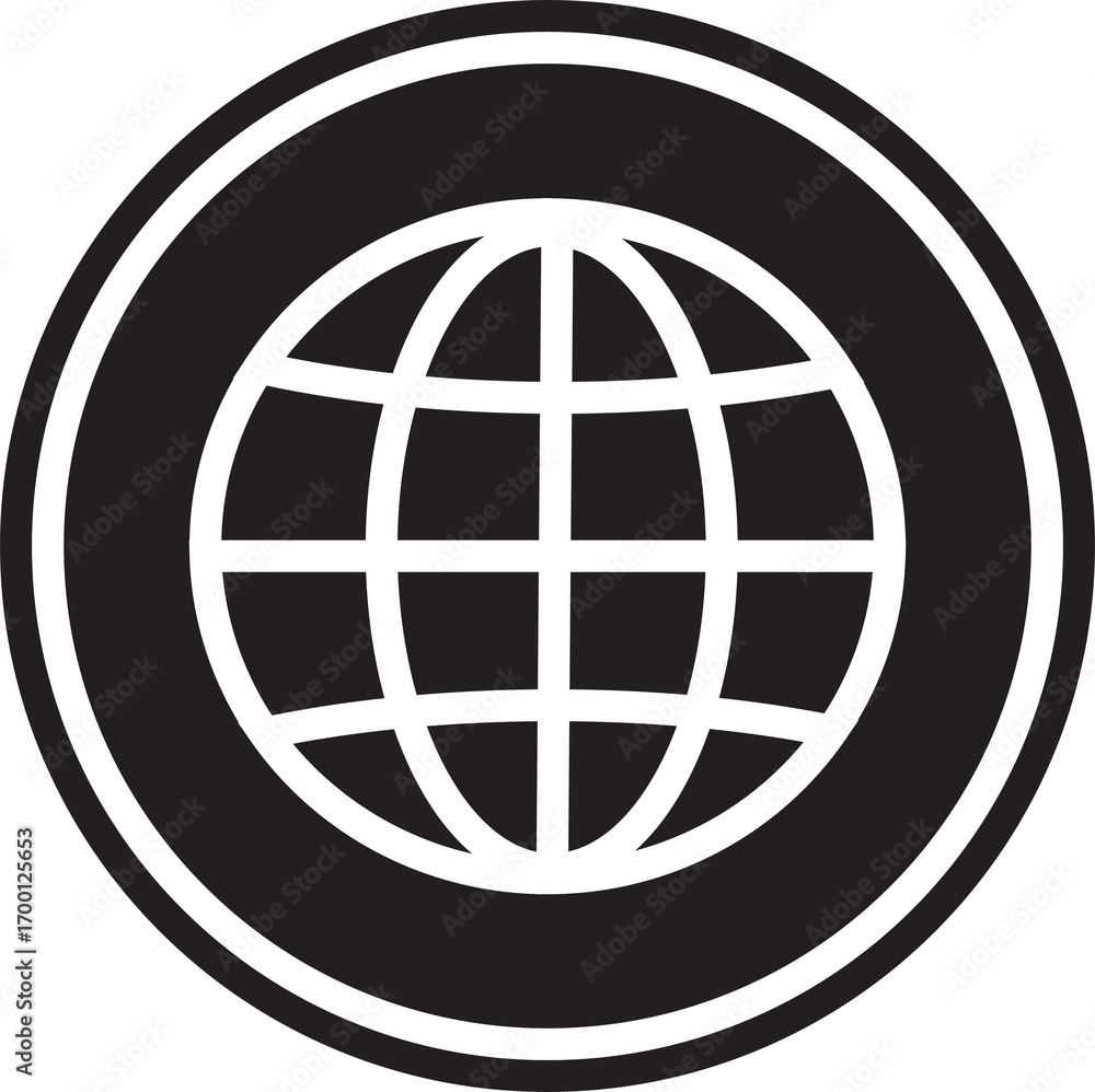 Obraz premium black globe icon on metal button