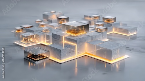 Abstract Technology Cubic Cityscape