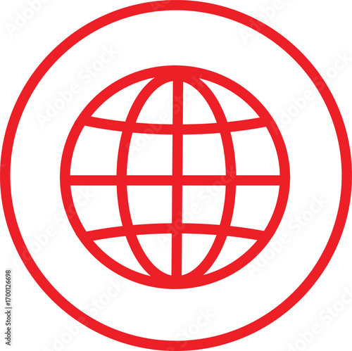 globe icon on red internet button